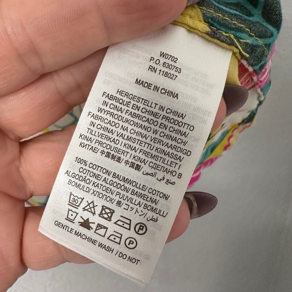 Boden Yellow Tropical Leaf Floral Print Cotton V-Neck Blouse W0702 Womens 10 - Picture 4 of 5